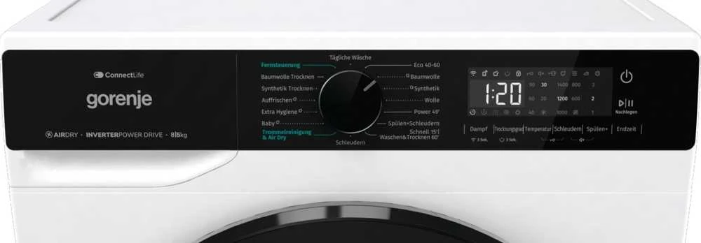 Gorenje WD2PA854ADW/AT skalbimo mašina-džiovyklė Laisvai pastatoma Priekinis pakraunamas Baltas D