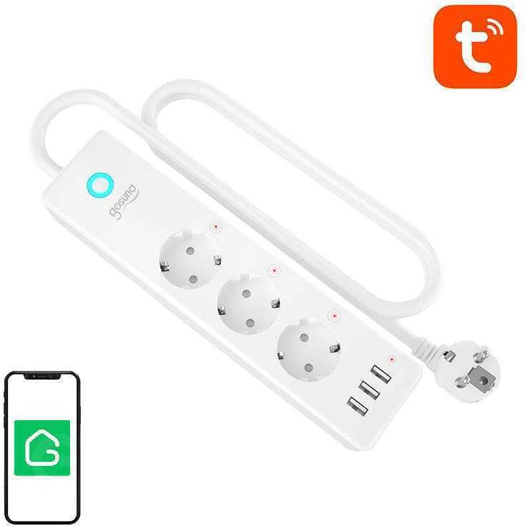 Gosund P1 3x Schuko elektros lizdai 3x USB 3680W TUYA, Smart Life, Gosund