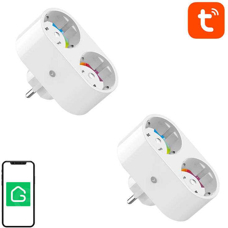 Gosund Nitebird Dvigubas išmanusis kištukas WiFi Gosund SP211 3500W Tuya 2vnt