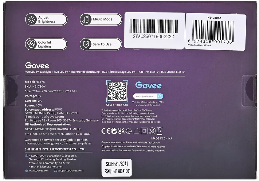 „Govee H6178“ išmanioji juostelės formos lemputė su „Bluetooth“