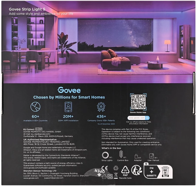 „Govee Strip Light S“ segmentuota išmanioji juostelės formos šviesa su „Wi-Fi“ / „Bluetooth“ 36 W