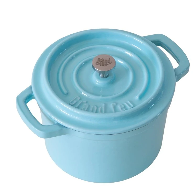 Sourcing Emaliuotas ketaus mini puodas, šviesiai mėlynas, 0,65 l.