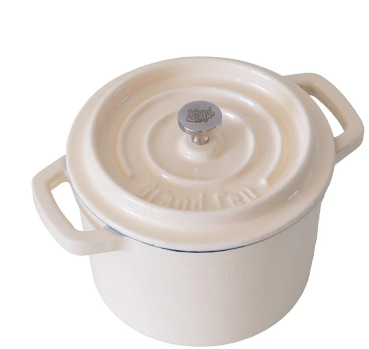 Sourcing Emaliuotas ketaus mini puodas, baltas, 0,65 l.