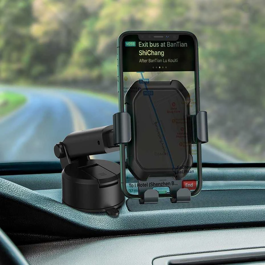 Gravity automobilinis laikiklis Baseus Tank telefonui su siurbtuku - Juodas