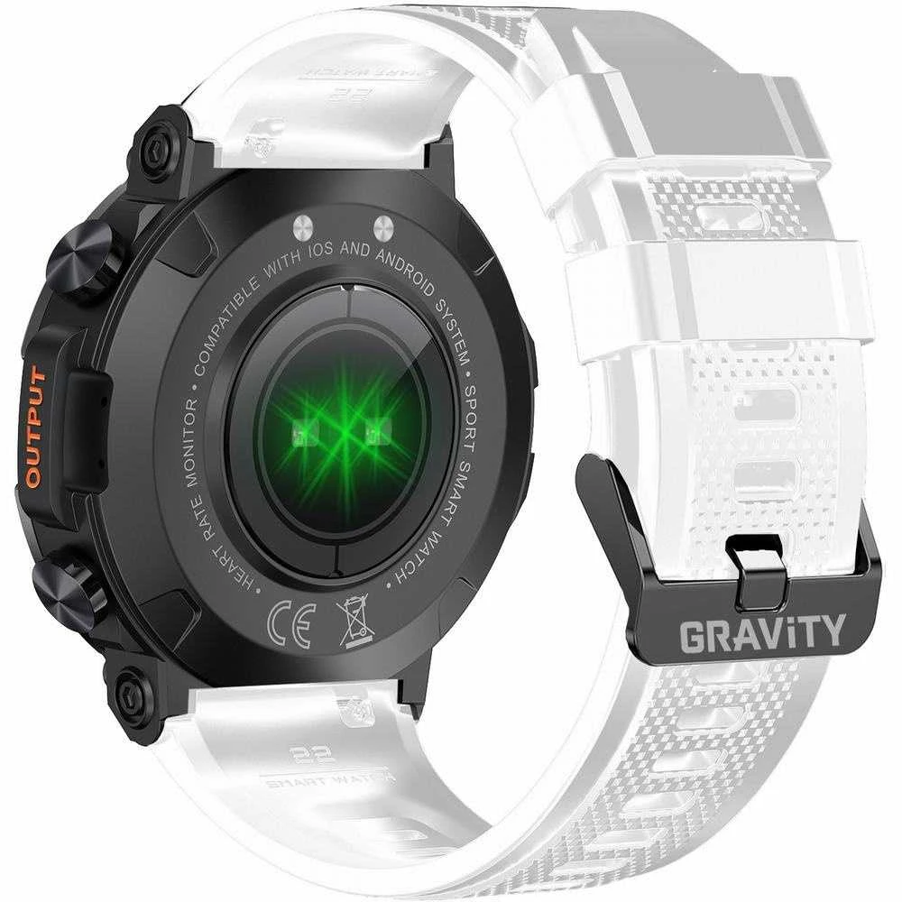 Išmanusis laikrodis Gravity GT7-6 Pro, Juodos spalvos korpusas su baltos spalvos dirželiu