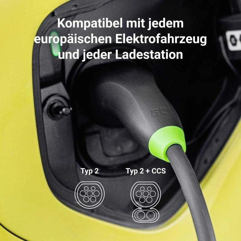 Green Cell Žalias Cell Žalias Cell GC Snap Type 2 EV įkrovimo kabelis 11kW 7m, skirtas Tesla Model Y 3 SX, VW ID.4, Kia EV6, Hyundai IONIQ 5, Ford Mach-E