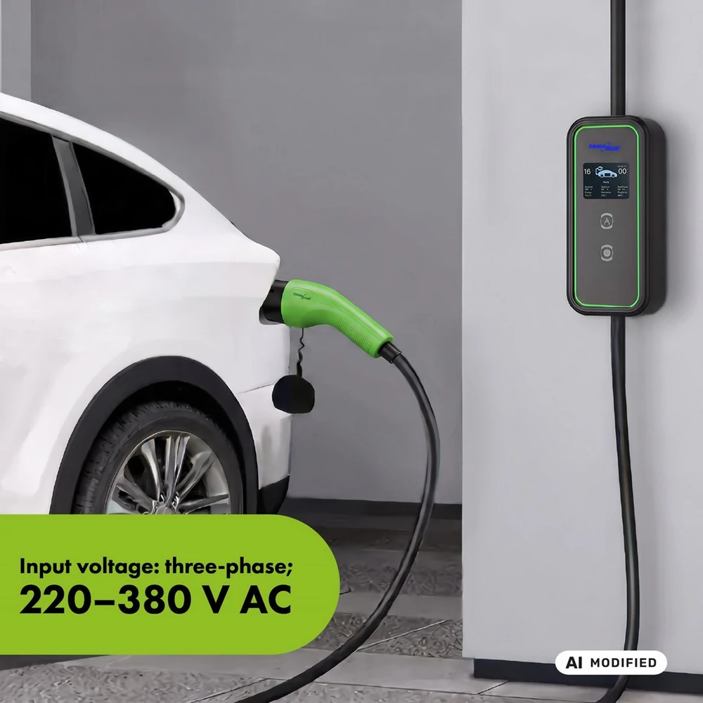 Įkroviklis EV / PHEV GreenBlue, nešiojamas, 2 tipo, laido ilgis 680 cm, IP65, 11 kW, 220–380 V AC 50/60 Hz, 16 A, 3 fazės, GB1100