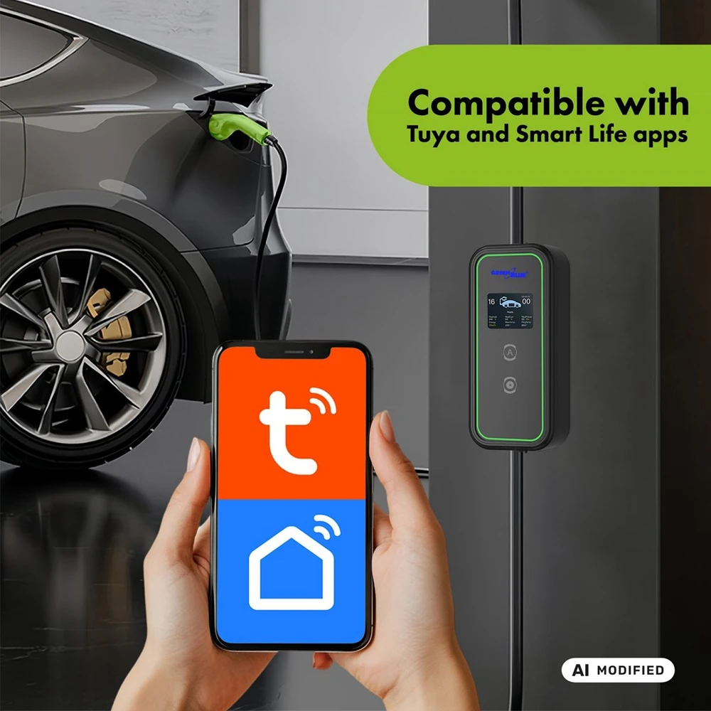 Įkroviklis EV / PHEV GreenBlue, nešiojamas, 2 tipo, laido ilgis 680 cm, IP65, 11 kW, 220–380 V AC 50/60 Hz, 16 A, 3 fazės, GB1100