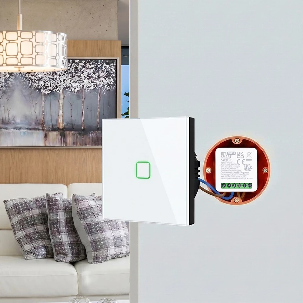 „GreenBlue“ įleidžiama „WiFi“ relė, skirta „Android“ / „iOS“ / „Alexa“ / „Google Home“, 100–240 V kintamoji srovė, 50/60 Hz, maks. 16 A, skirta 150 W šviesos diodams, GB739