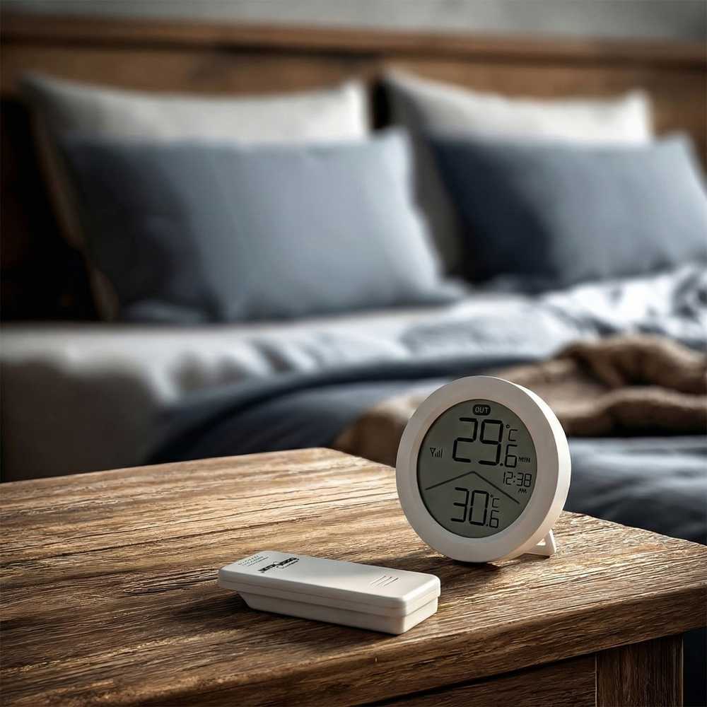 „GreenBlue“ belaidė meteorologinė stotelė, įėjimo/išėjimo temperatūra, laikrodis, °C/°F pasirinkimas, veikimo nuotolis iki 60 m, GB162