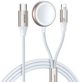 Greito įkrovimo magnetinis įkroviklis 2 viename Joyroom S-IW012 30W 1.5 m (baltas)