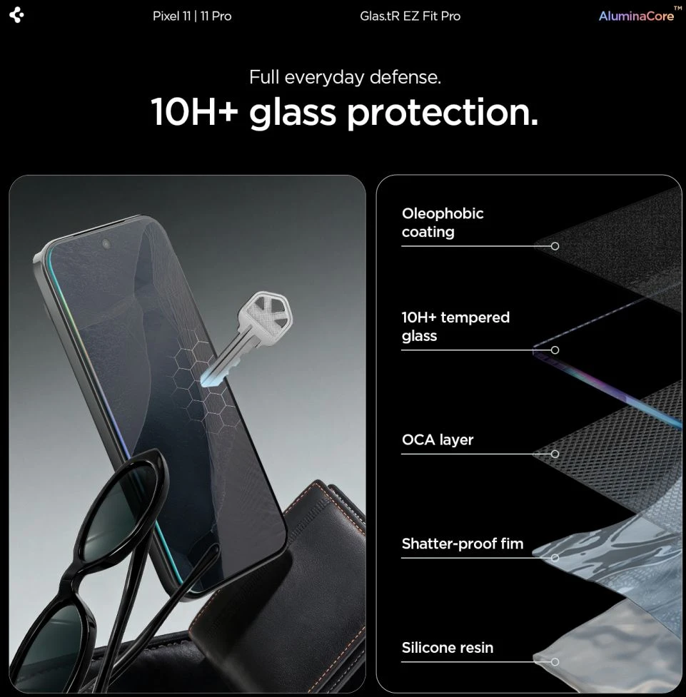 GRŪDINTAS STIKLAS SPIGEN GLAS.TR EZ FIT PRO AC 2-PACK GOOGLE PIXEL 11 / 11 PRO SKAIDRUS