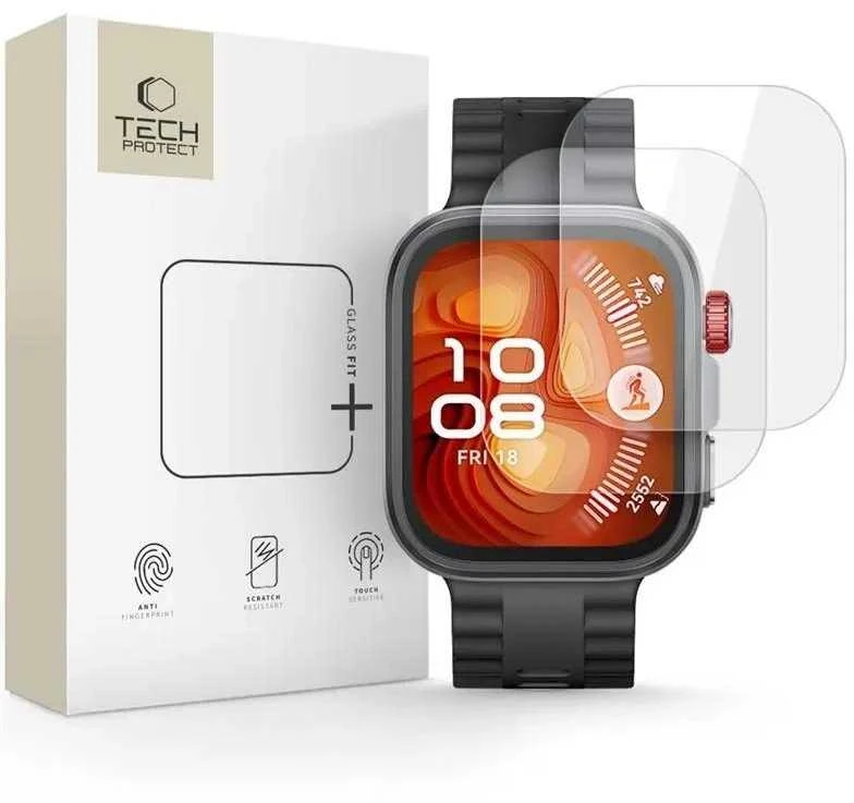 „Tech-Protect Glass Fit+“ 2 grūdintų stiklų pakuotė, skirta „Huawei Watch Fit 4 Pro“ – skaidri