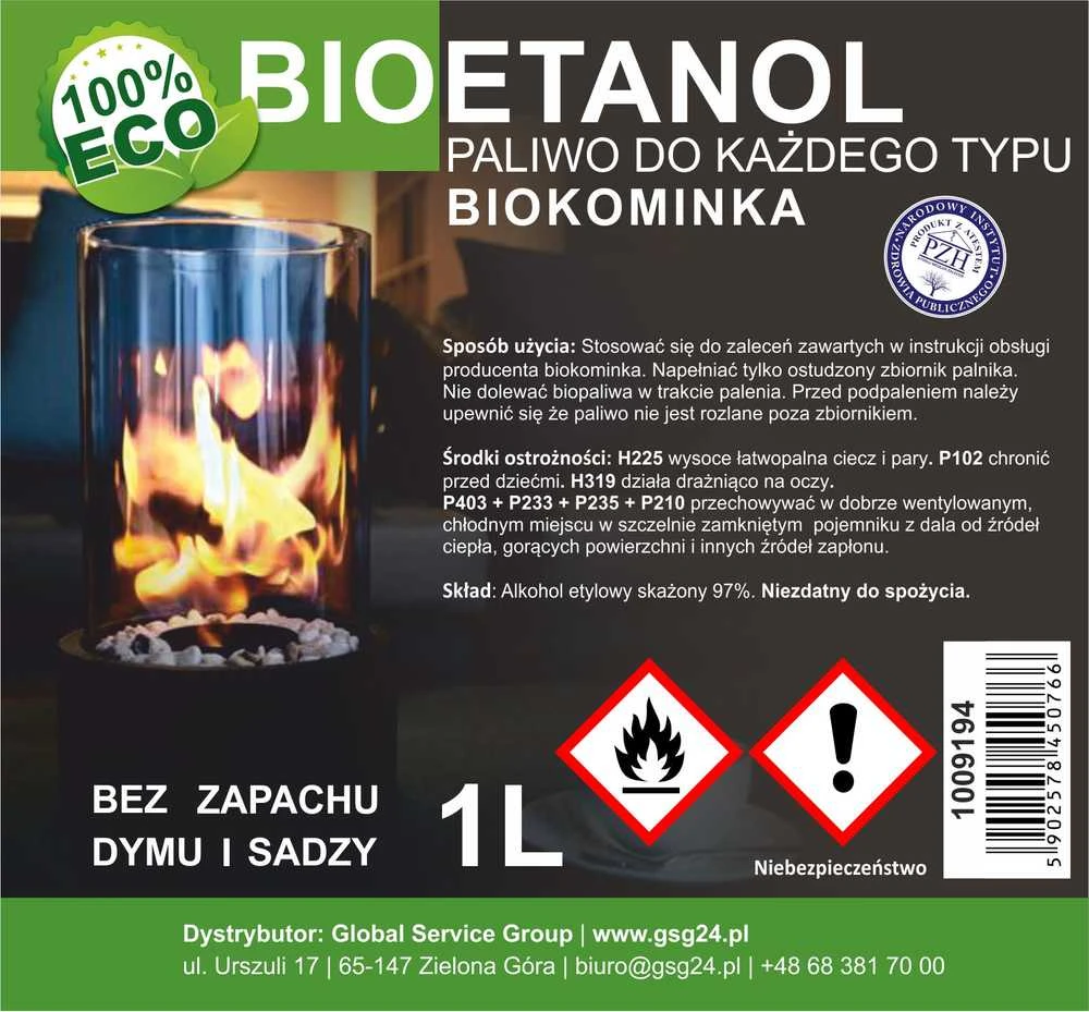 Gsg24 Bioalkoholis bioetanolis BIO kuras biožidiniui 1L