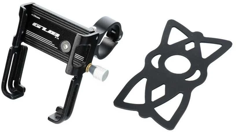 GUB bike holder for mobile phone + silicone bandage P10 Aliuminio juodas