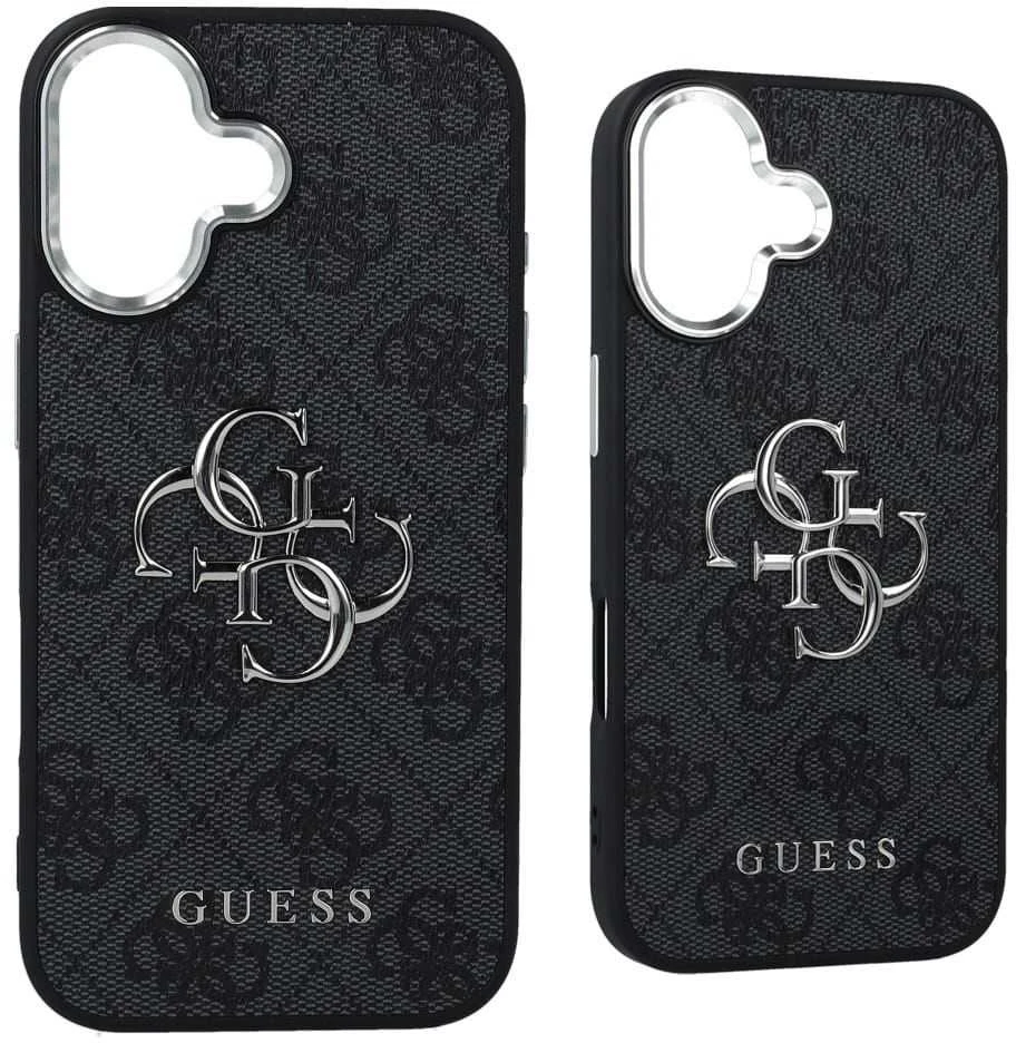 GUESS case for IPHONE 17 GUHCP17SP4G4SMCK (4G PU Odinis dėklas with Big 4G and Classic Logo and Sidabrinis Metal Camera Frame) juodas
