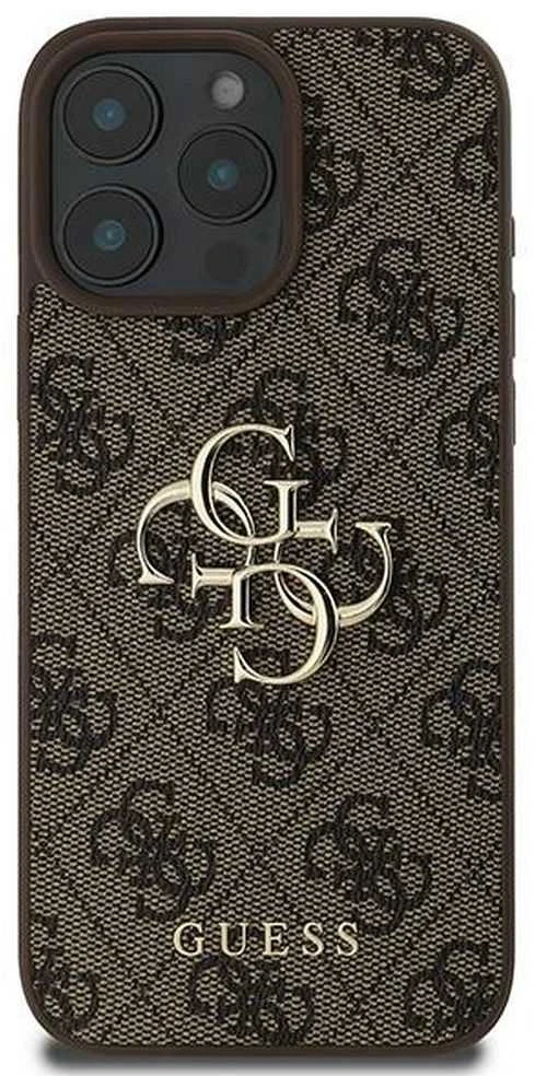 GUESS dėklas skirtas Apple iPhone 16 Pro GUHCP16L4GMGBR (4G PU Big Logo) rudos spalvos