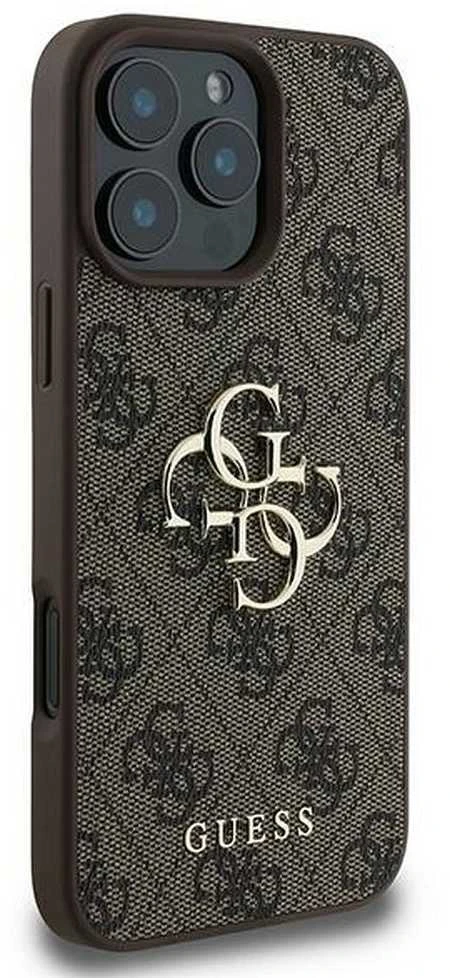 GUESS dėklas skirtas Apple iPhone 16 Pro GUHCP16L4GMGBR (4G PU Big Logo) rudos spalvos