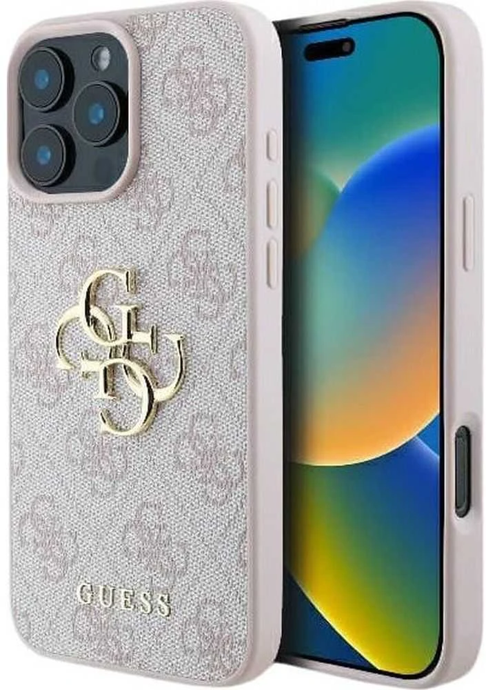 Guess 4G Big Logo Apple iPhone 16 – dėklas telefonui rožinės spalvos