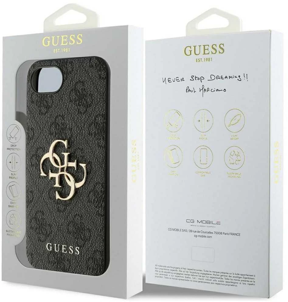 GUESS dėklas skirtas Apple iPhone 16e (SE 4 2025) GUHCPSE44GMGGR (4G PU Big Logo) juodos spalvos