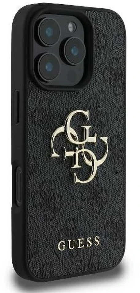 GUESS dėklas skirtas Apple iPhone 16 Pro Max GUHCP16X4GMGGR (4G PU Big Logo) juodos spalvos