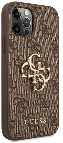 Dėklas Guess GUHCP12M4GMGBR skirtas Apple iPhone 12/12 Pro 6.1", rudas