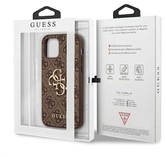 Dėklas Guess GUHCP12M4GMGBR skirtas Apple iPhone 12/12 Pro 6.1", rudas