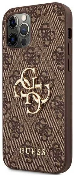 Dėklas Guess GUHCP12M4GMGBR skirtas Apple iPhone 12/12 Pro 6.1", rudas