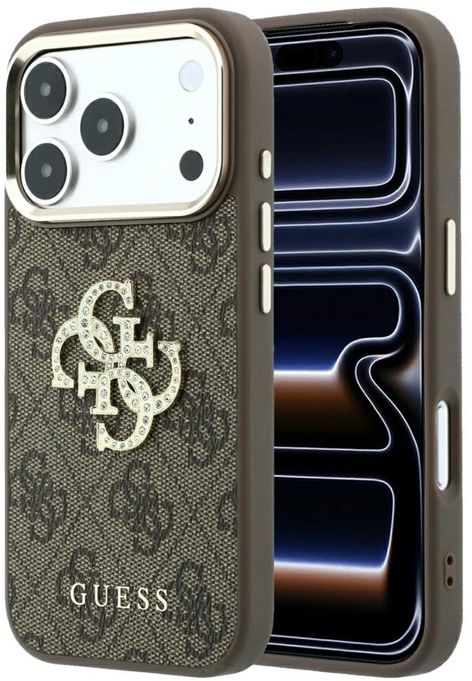 Dėklas Guess Case for IPHONE 18 Pro Max/17 Pro Max (Big Strass Logo 4G) ruda