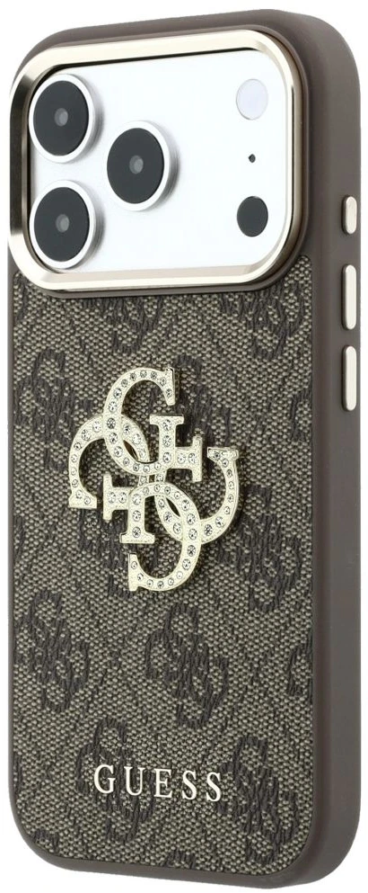 Dėklas Guess Case for IPHONE 18 Pro Max/17 Pro Max (Big Strass Logo 4G) ruda