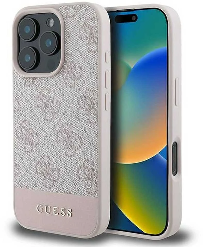 Guess 4G Bottom Stripe Apple iPhone 16 Pro Max – dėklas telefonui rožinės spalvos