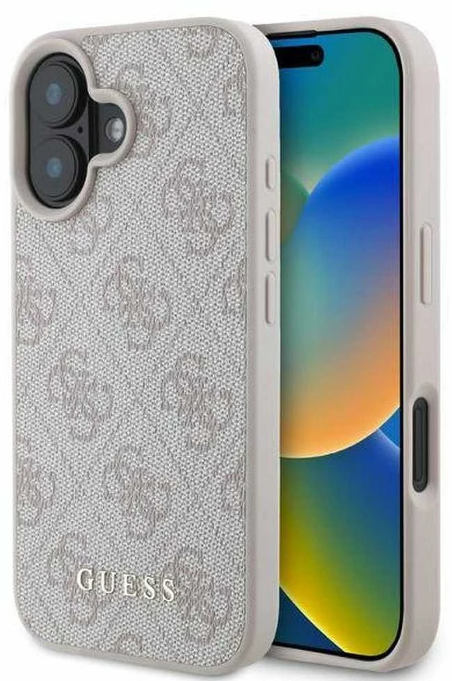 Guess GUHCP16SG4GFPI Apple iPhone 16 6.1″ rožinės spalvos kietas dėklas 4G Classic