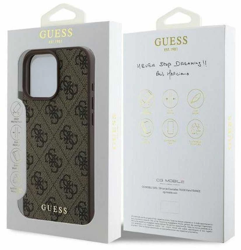 Guess GUHCP16LG4GFBR Apple iPhone 16 Pro 6.3″ rudos spalvos kietas dėklas 4G Classic
