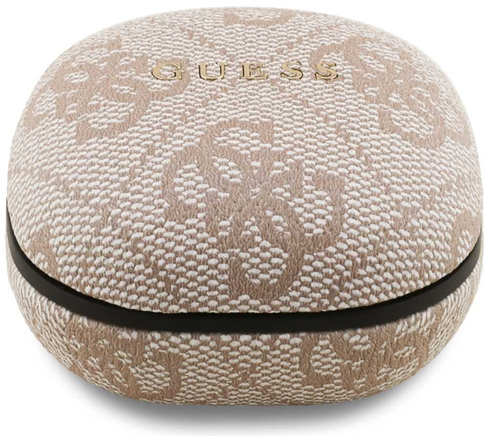 Ausinės Guess PU 4G Script Logo ENC TWS belaidės auisnės rožinės spalvos