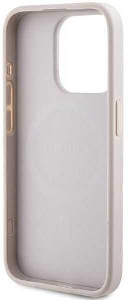Apple iPhone 13 Pro Max Guess dėklas 4G Collection odinis Metal Logo MagSafe (GUHMP13XG4GFRP) rožinės spalvos