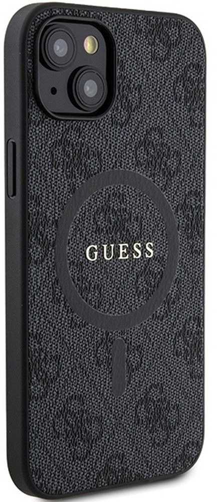 Dėklas GUESS GUHMP15SG4GFRK IPHONE 15/14/13 6.1 "Juodas / Juodas HARDCASE 4G COLLECTION LEATHER METAL MAGSAFE LOGO