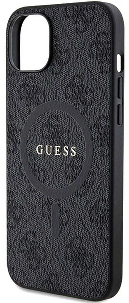 Dėklas GUESS GUHMP15SG4GFRK IPHONE 15/14/13 6.1 "Juodas / Juodas HARDCASE 4G COLLECTION LEATHER METAL MAGSAFE LOGO