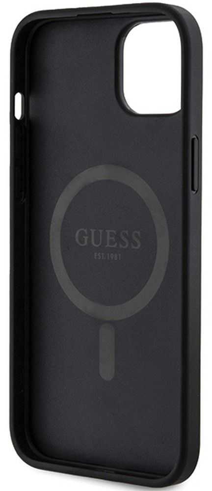 Dėklas GUESS GUHMP15SG4GFRK IPHONE 15/14/13 6.1 "Juodas / Juodas HARDCASE 4G COLLECTION LEATHER METAL MAGSAFE LOGO