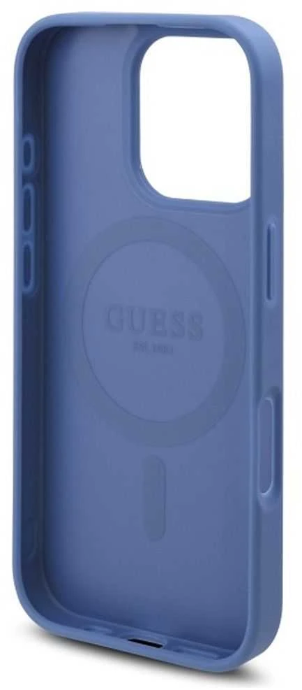 Guess GUHMP16LP4ROPEMCB Apple iPhone 16 Pro 6.3″ mėlynas kietas dėklas 4G Flowers Print MagSafe
