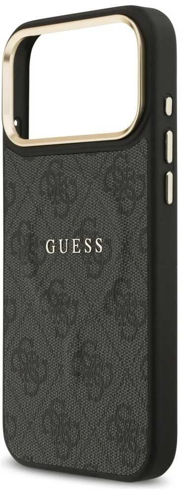 Guess PU Leather 4G Gold Frame MagSafe dėklas skirtas Apple iPhone 17 Pro Max juodos spalvos