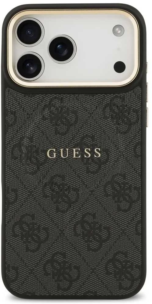Guess PU Leather 4G Gold Frame MagSafe dėklas skirtas Apple iPhone 17 Pro Max juodos spalvos