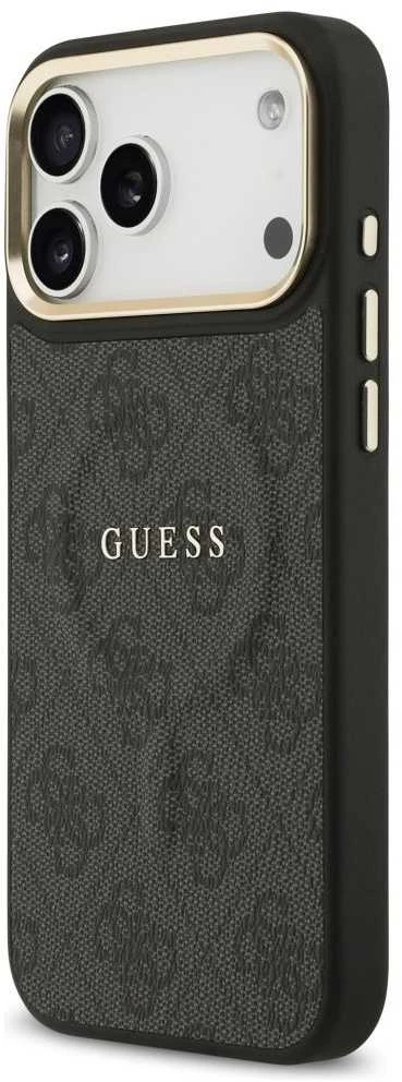 Guess PU Leather 4G Gold Frame MagSafe dėklas skirtas Apple iPhone 17 Pro Max juodos spalvos