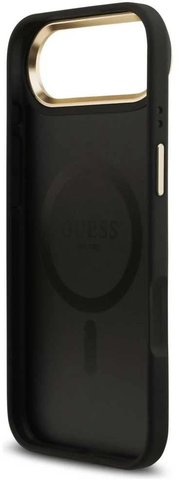 Guess PU Leather 4G Gold Frame MagSafe dėklas skirtas Apple iPhone 17 Air juodos spalvos