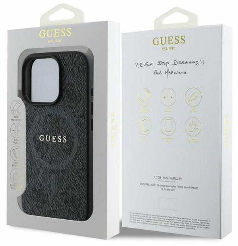Guess PU Leather 4G Colored Ring MagSafe Apple iPhone 16 Pro dėklas telefonui juodos spalvos