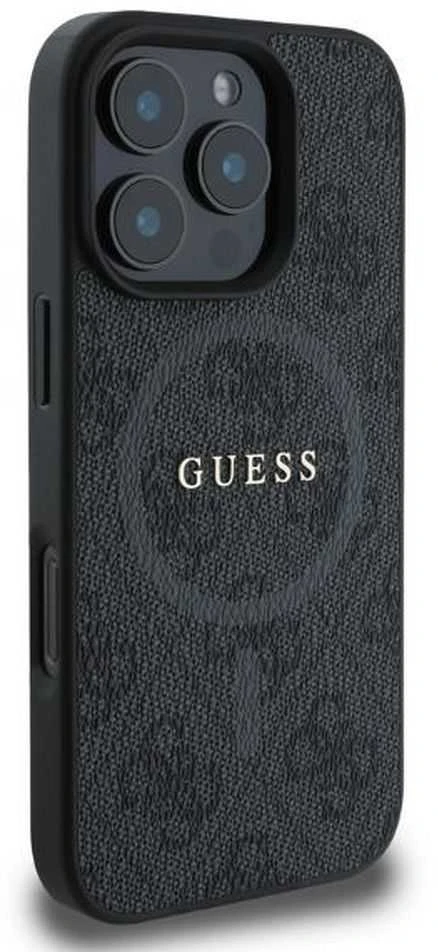 Guess PU Leather 4G Colored Ring MagSafe Apple iPhone 16 Pro dėklas telefonui juodos spalvos
