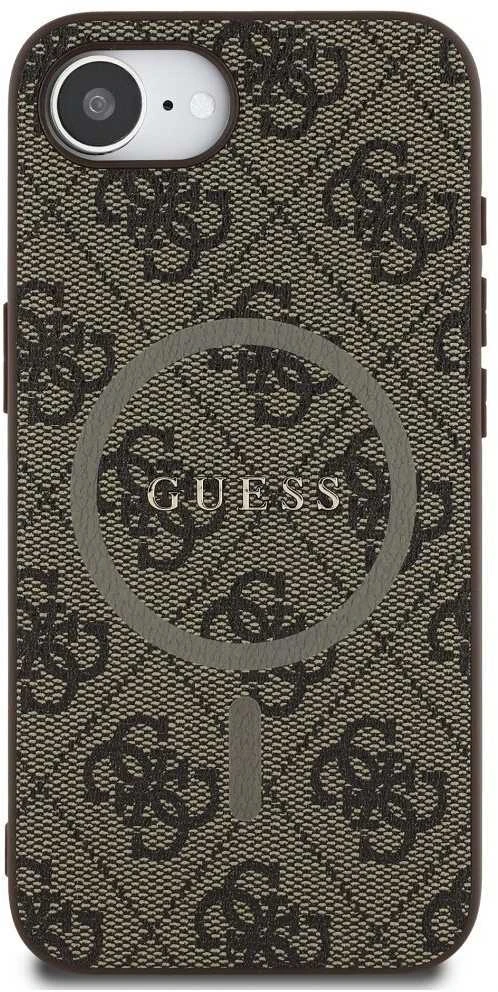 Guess PU Leather 4G Colored Ring MagSafe Apple iPhone 16e dėklas telefonui rudos spalvos