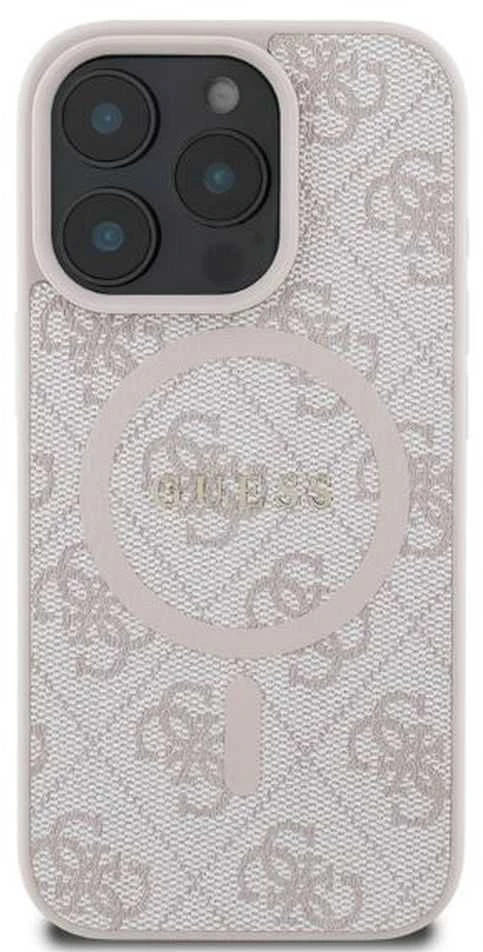 Dėklas Guess GUHMP16LG4GFRP Apple iPhone 16 Pro 6.3" rožinės spalvos hardcase 4G Ring Classic Logo MagSafe