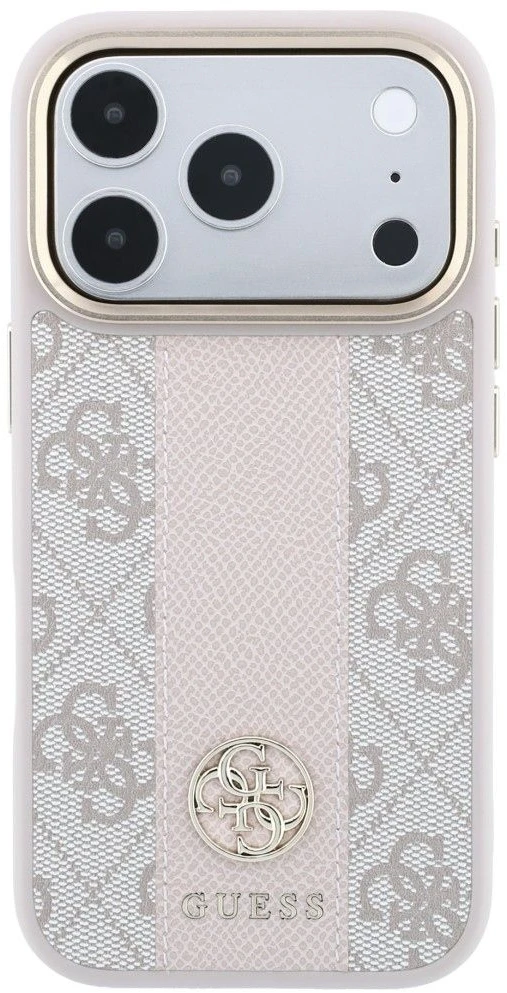Dėklas Guess Case for IPHONE 18 Pro Max/17 Pro max compatible with MagSafe (Stripe Round and Classic Logos 4G) pink