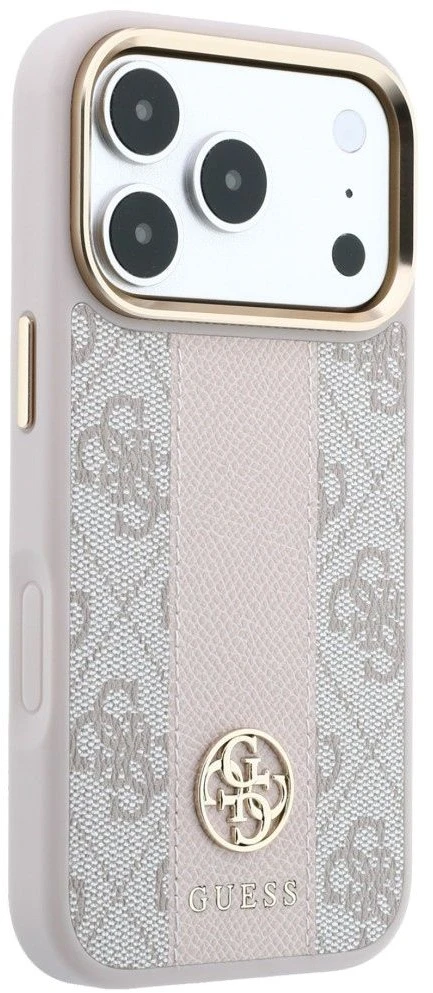 Dėklas Guess Case for IPHONE 18 Pro/17 Pro compatible with MagSafe (Stripe Round and Classic Logos 4G) pink
