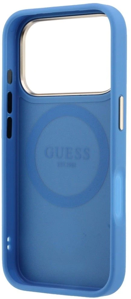 Dėklas Guess Case for IPHONE 18 Pro Max/17 Pro Max compatible with MagSafe (Stripe Round and Classic Logos 4G) light mėlynas